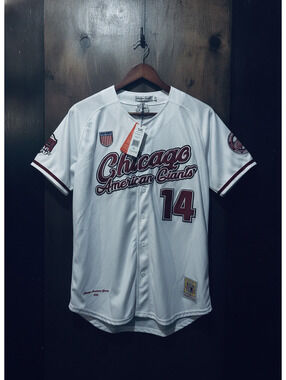 $125 White Chicago American Giants 14 baseball jersey- HEADGEAR CLASSICS